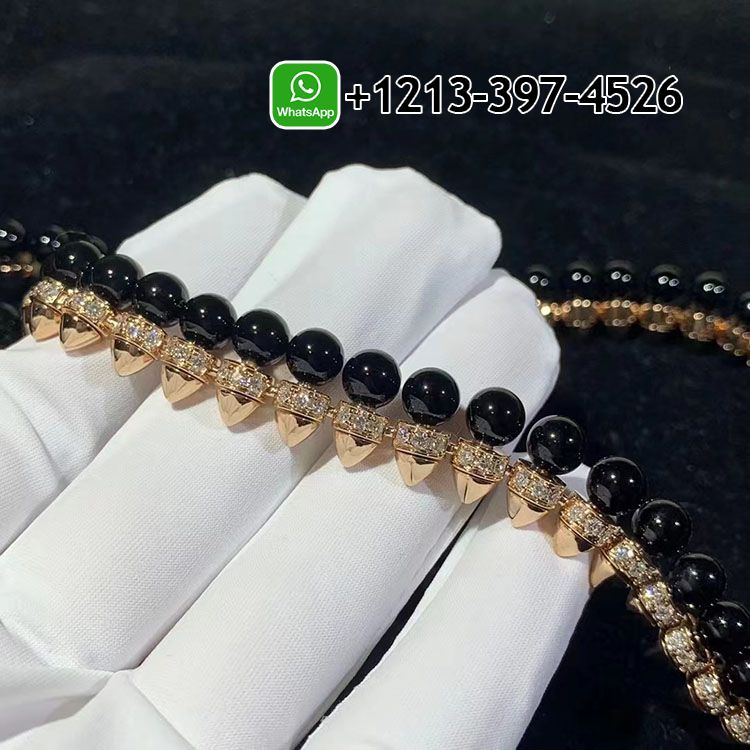 Cartier 18k Rose Gold & Diamonds & Onyx Clash de Cartier Necklace N7424459
