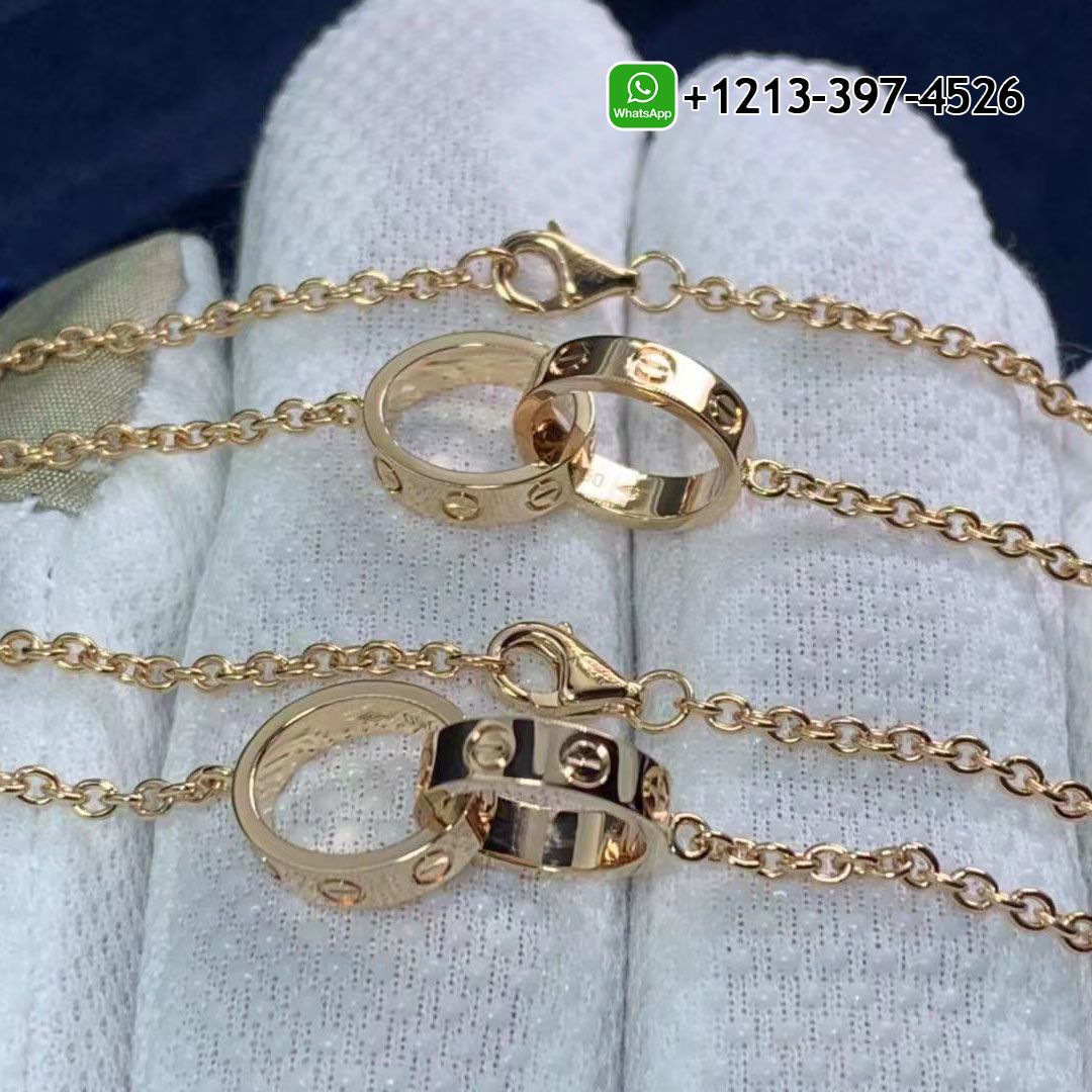Cartier 18k Rose Gold Love 2 Hoops Gold Chain Bracelet B6027000