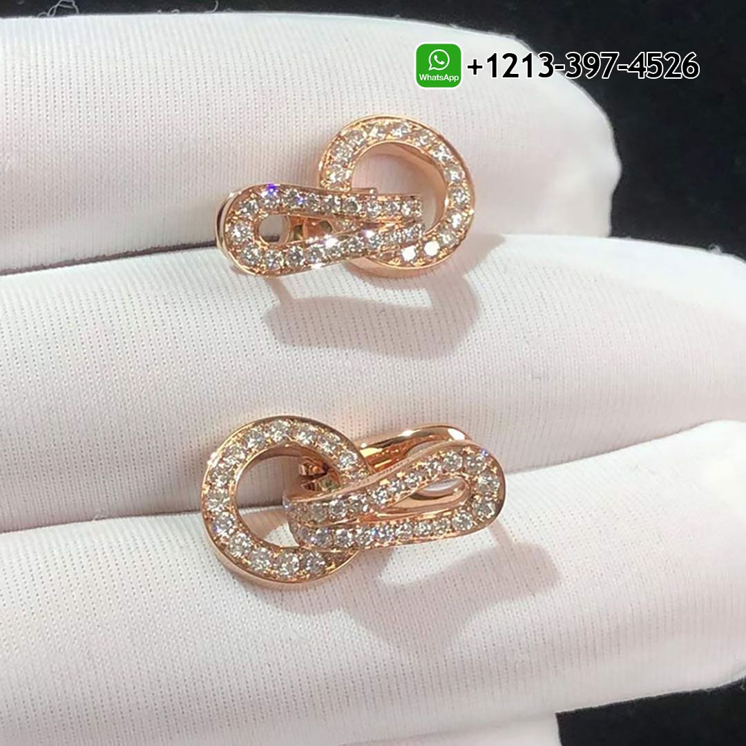Cartier Agrafe 18k Rose Gold Pave Diamond Earrings N8515156