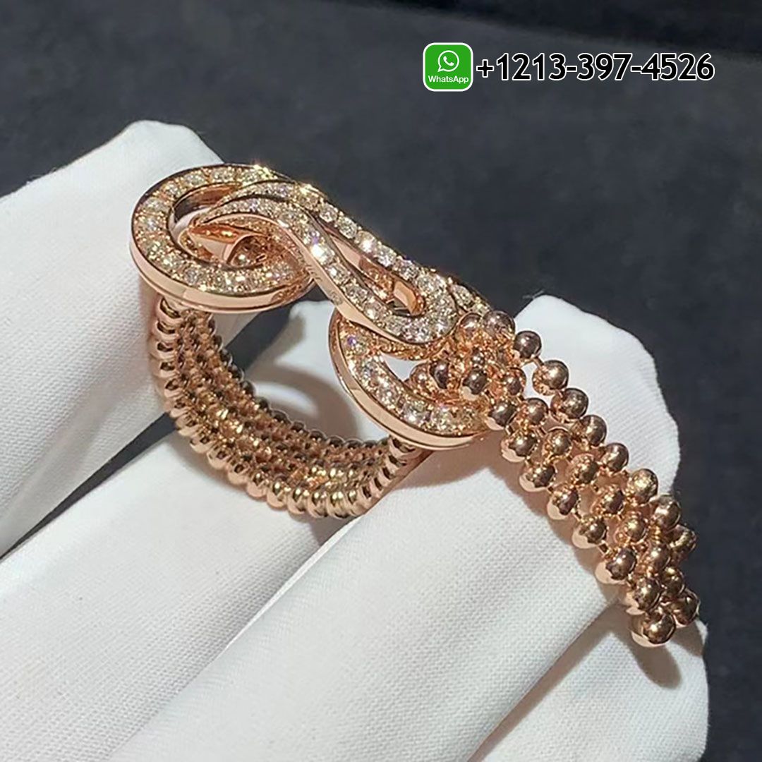 Cartier Agrafe 18k Rose Gold Pave Diamonds Tassel Ring N4780800