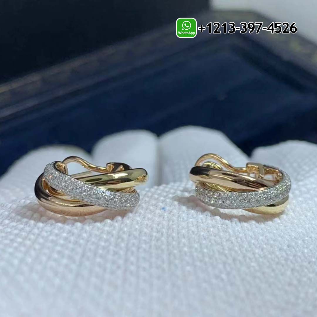 Cartier Classic 18k Gold Diamond Trinity Earrings B8031900
