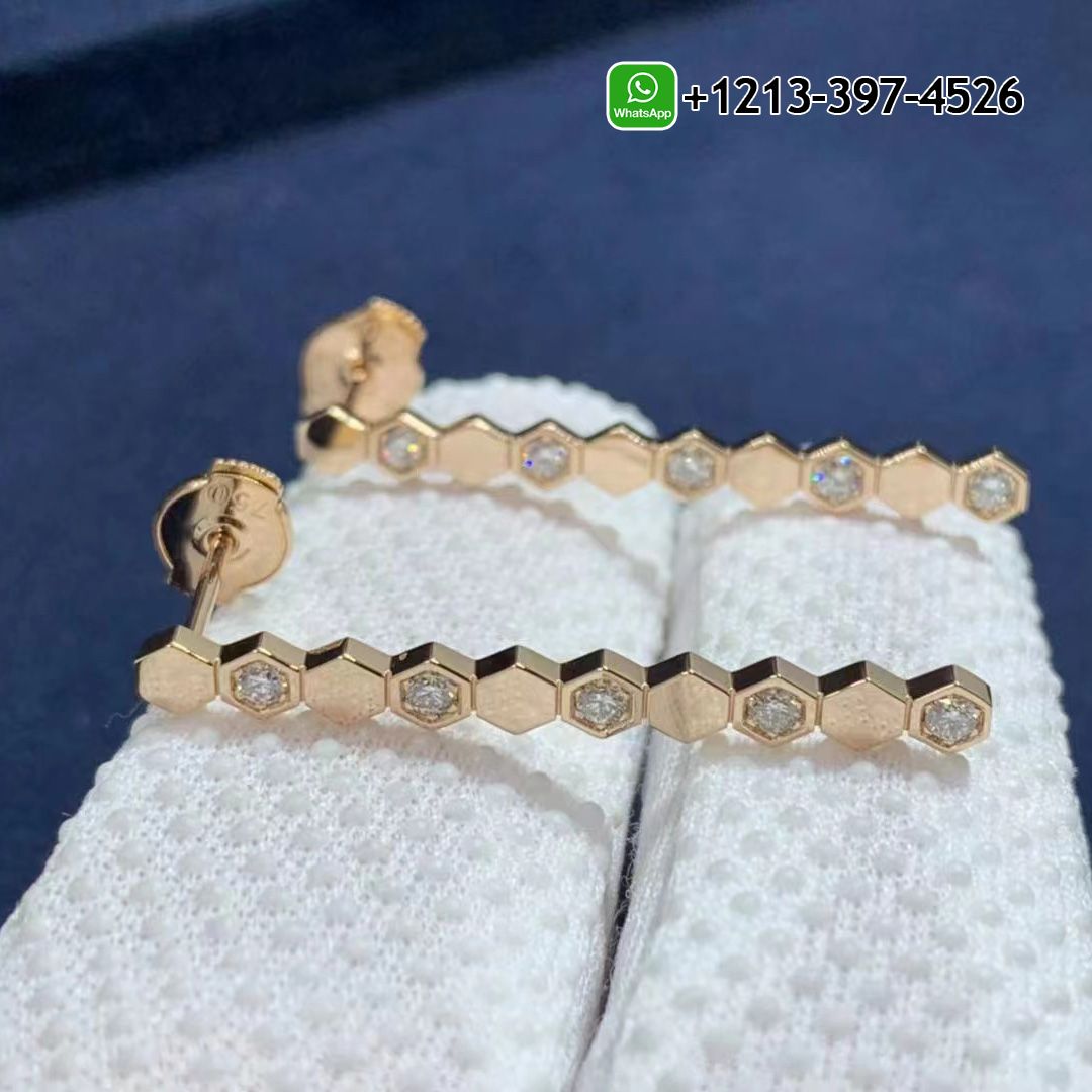 Chaumet 18K Rose Gold Paris Bee My Love Diamond Earrings 083993