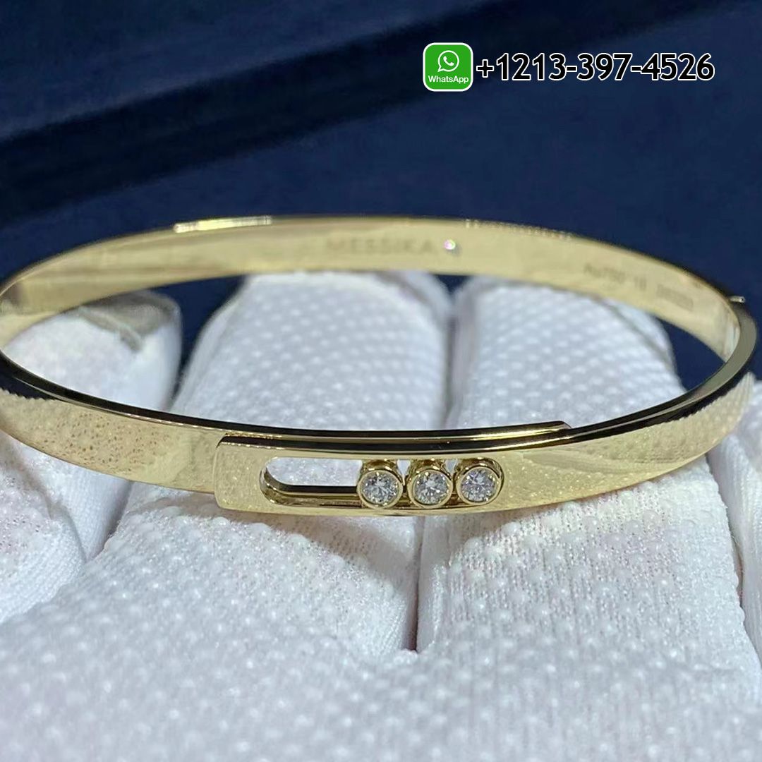 Messika 18K Yellow Gold 3 Diamond Move Noa Bangle Bracelet 10092-YG