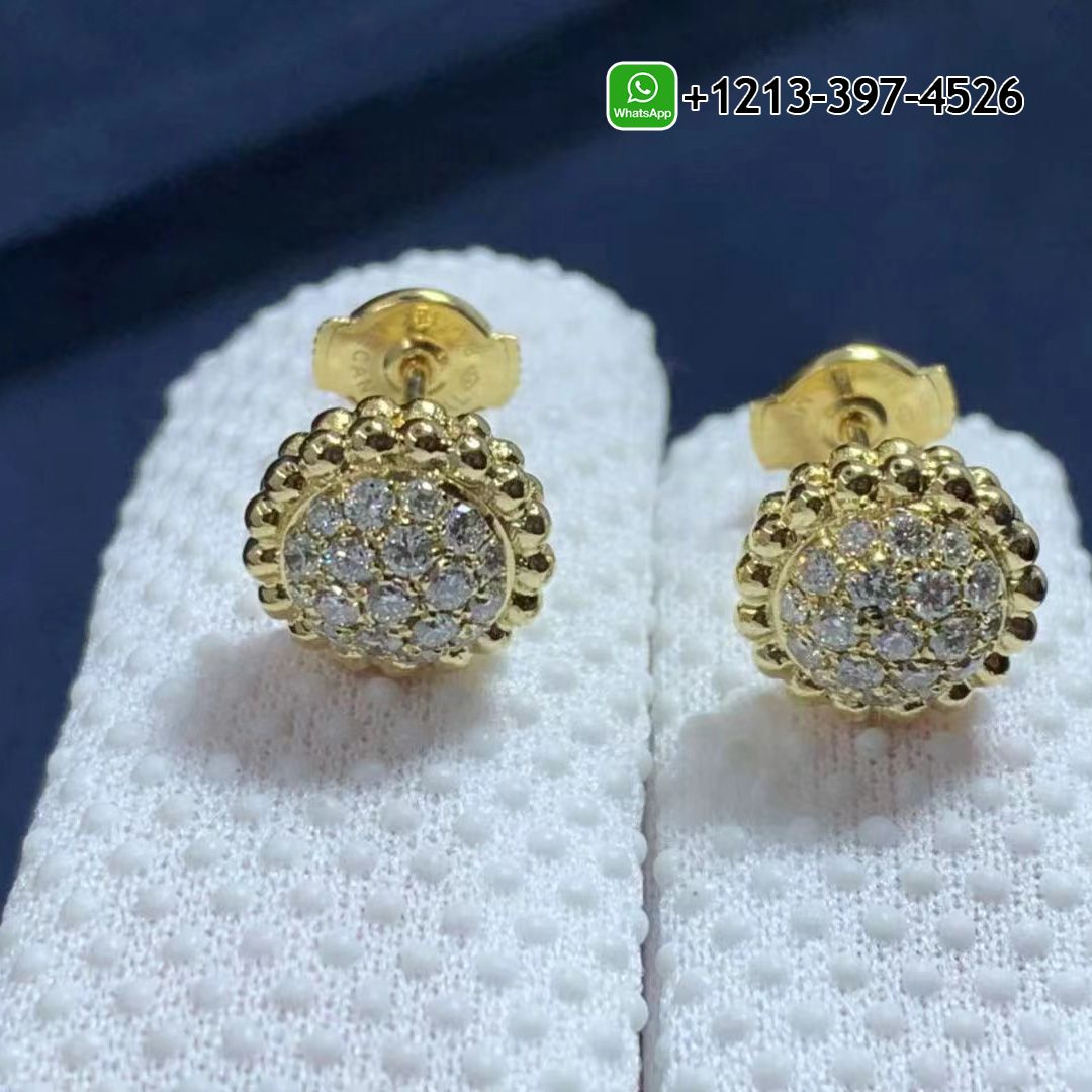 Van Cleef & Arpels 18K Yellow Gold Perlée Diamonds Earrings VCARO9PG00