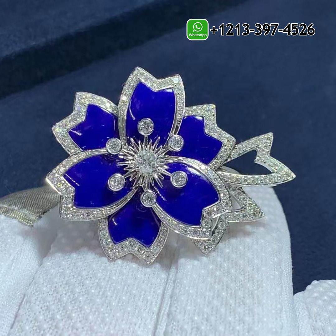 Van Cleef & Arpels 18k White Gold Diamond Lapis Lazuli Ring VCARP7EO00