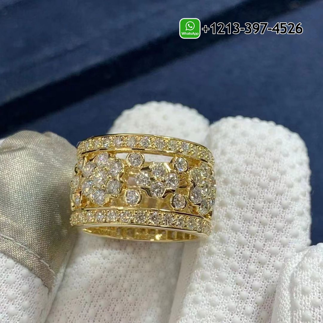 Van Cleef & Arpels 18k Yellow Gold Diamonds Snowflake Ring VCARO3RV00