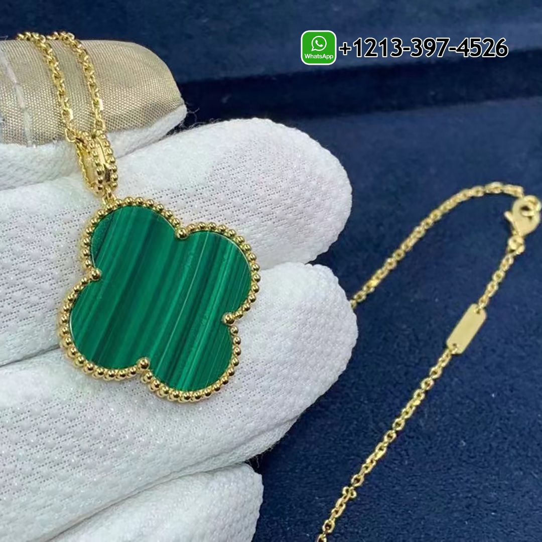 Van Cleef & Arpels 18k Yellow Gold Malachite 1 Motif Magic Alhambra Necklace VCARO3MG00