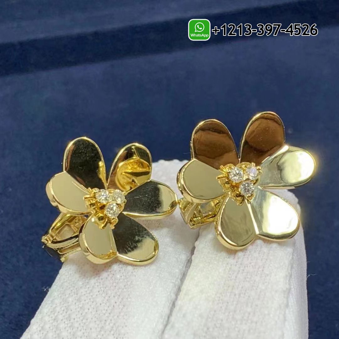 Van Cleef & Arpels Frivole Large Model 18k Yellow Gold Diamonds Earrings VCARB65900