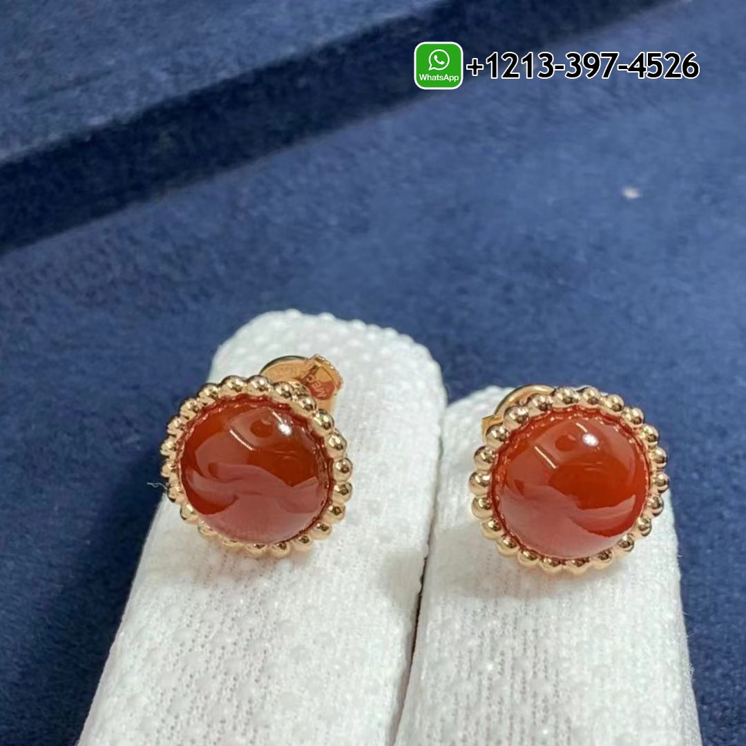 Van Cleef & Arpels Perlée Couleurs 18K Rose Gold Carnelian Earrings VCARP4E000