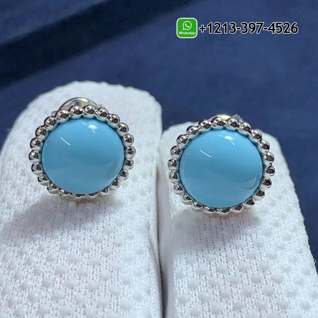 Van Cleef & Arpels Perlée Couleurs 18K White Gold Turquoise Earrings VCARP4DT00