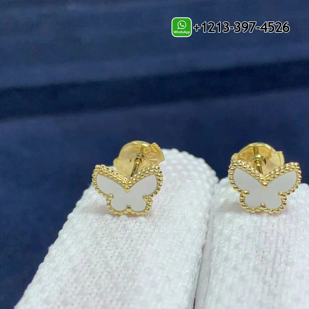 Van Cleef & Arpels Sweet Alhambra Butterfly 18K Yellow Gold Mother-of-pearl Earstuds VCARN5JM00