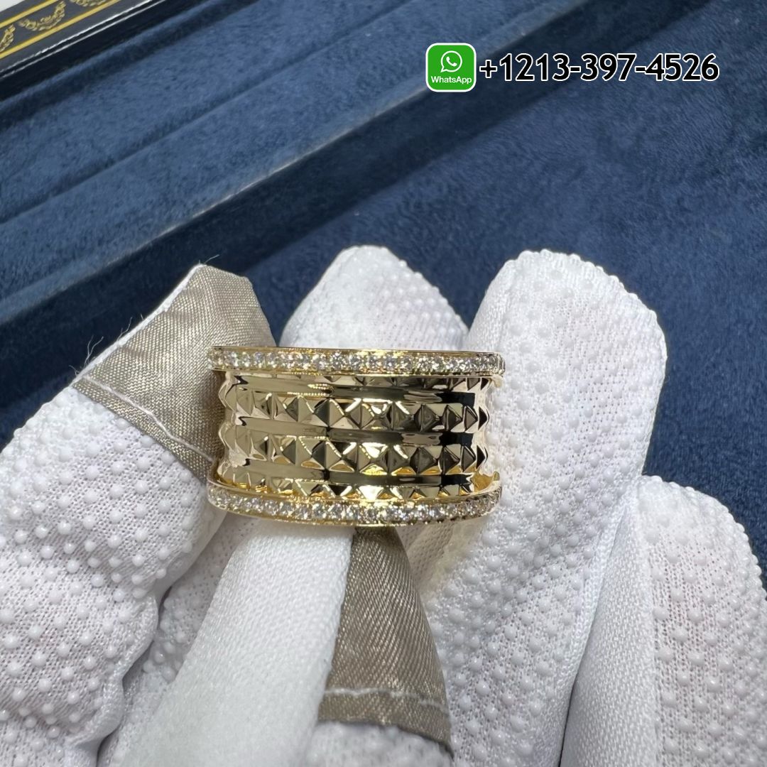 Bvlgari B.zero1 Rock Four-band 18k Yellow Gold Pave Diamond Ring 357894