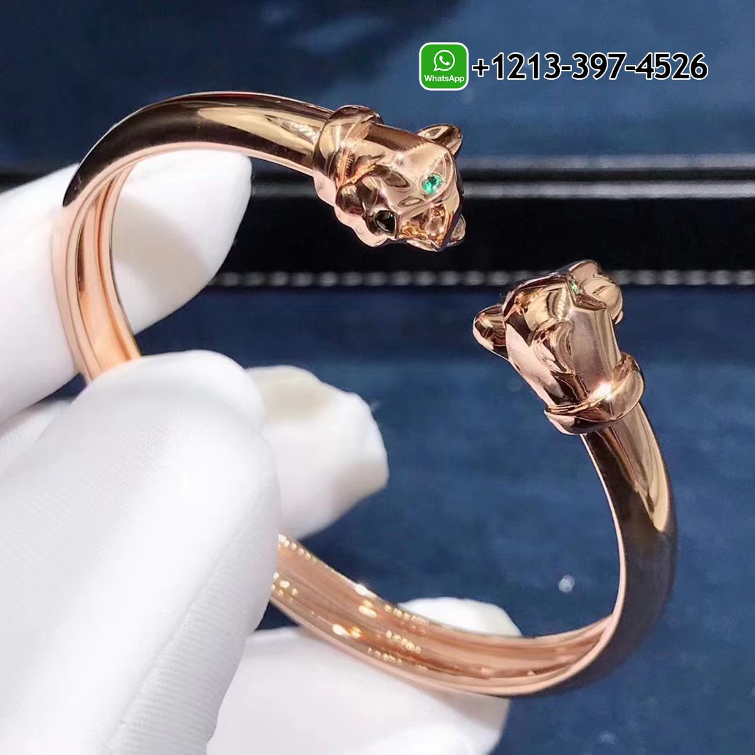 Cartier Panthere de Cartier Tsavorite Onyx Pure 18K Rose Gold Open Cuff Bracelet N6711617