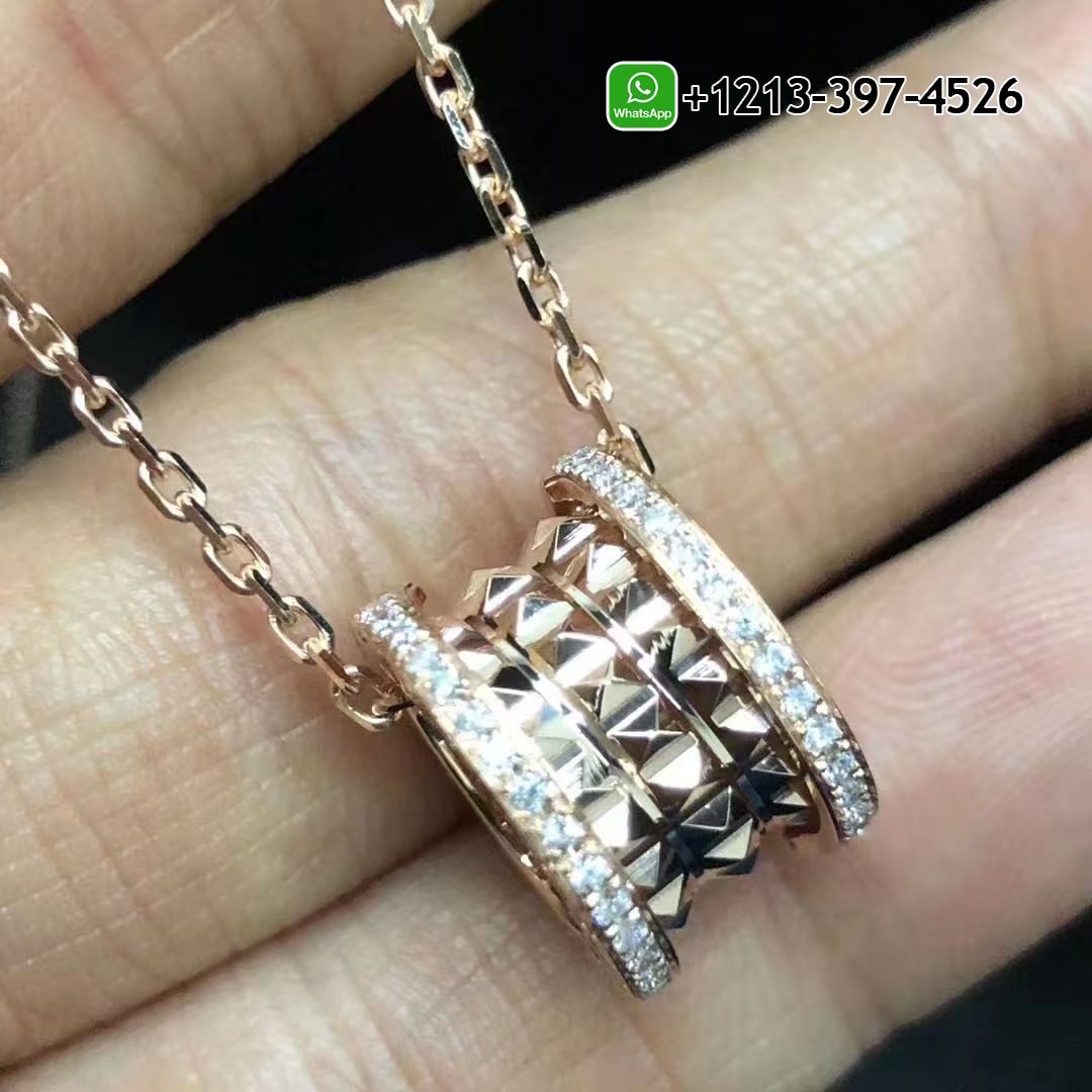 Bulgari B.zero1 Rock 18 kt Yellow Gold With Pavé Diamonds Pendant Necklace 357885