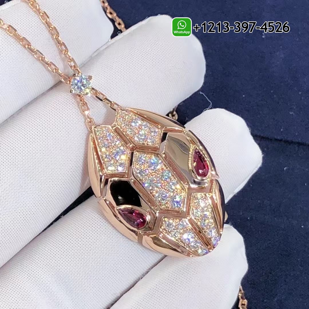 Bulgari Serpenti Rubellite 18K Rose Gold Diamond Necklace Ref.:352748