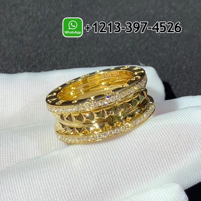 Bvlgari 18k Yellow Gold and Diamond B.zero1 Rock Two-Band Ring