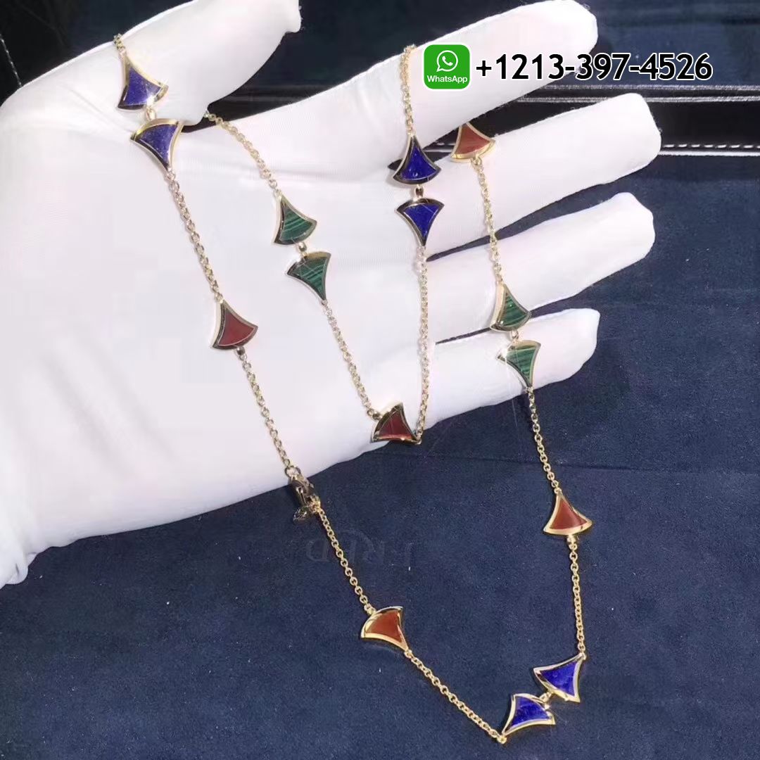 Bulgari Divas’ Dream Necklace 18K Yellow Gold Carnelian Lapis Malachite Sautoir Necklace Ref.: 350739 CL857231