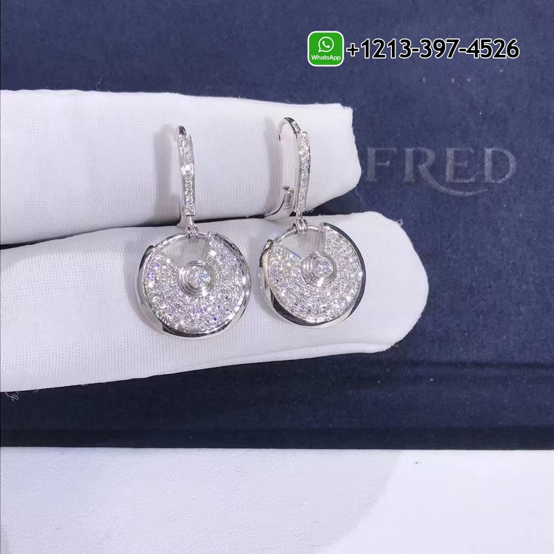 Cartier Amulette 18K White Gold and Diamond De Cartier Earrings N8515029