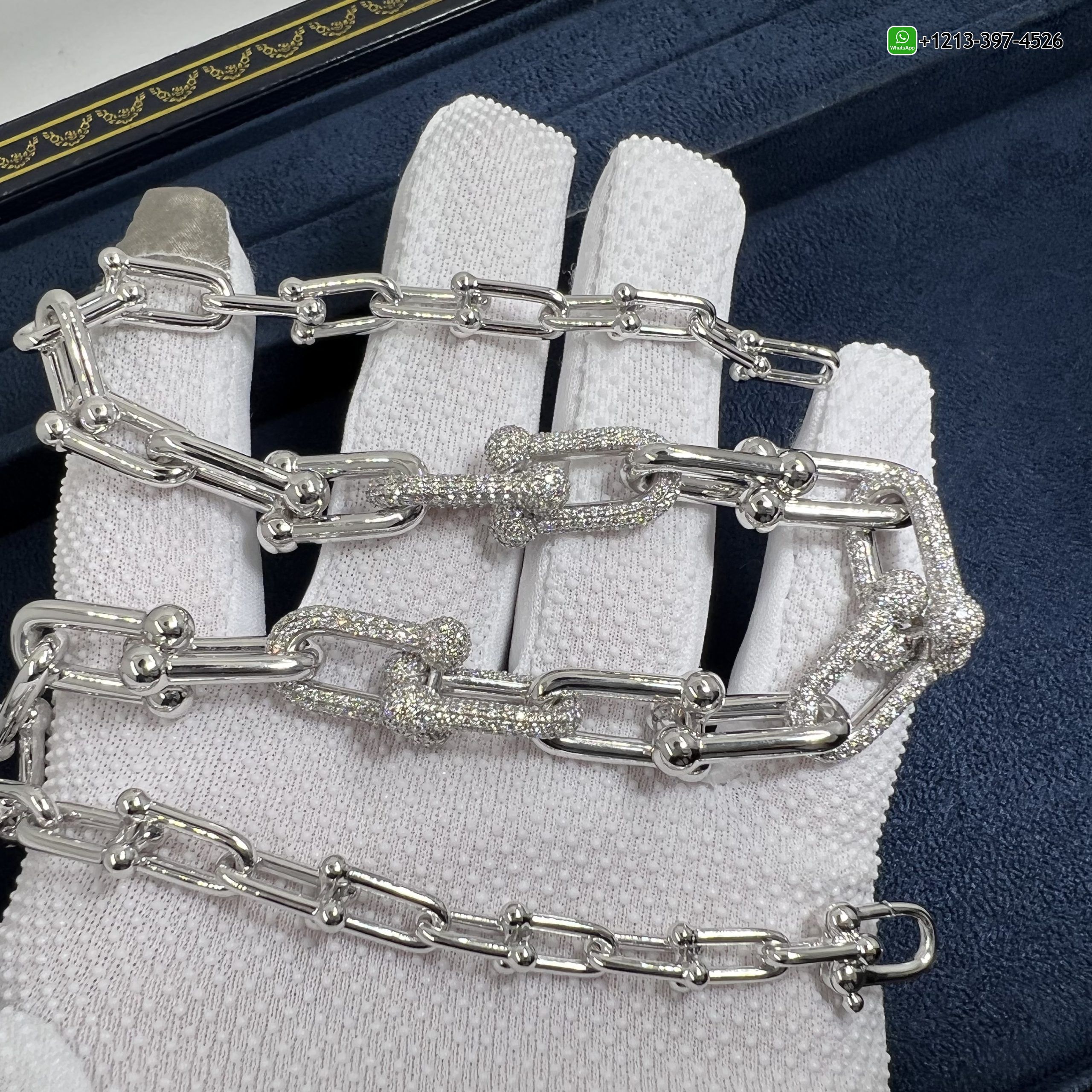 Tiffany City HardWear 18k White Gold Pavé Diamonds Graduated Link Necklace