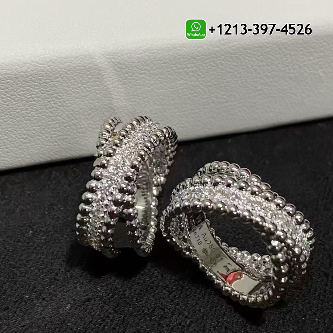 Van Cleef & Arpels Perlée 18K White Gold Diamonds Duo Ring VCARP9XQ00