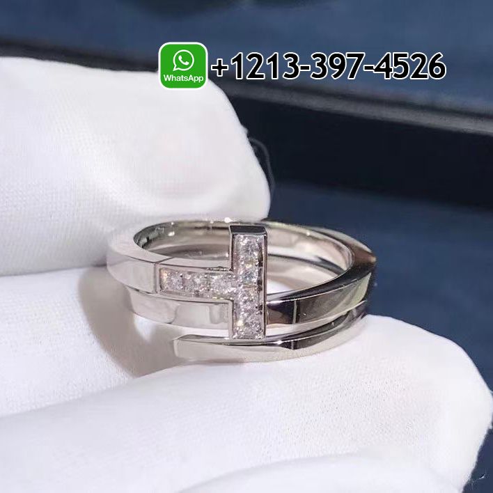 Tiffany T 18k White Gold Diamond Square Wrap Ring 60149846