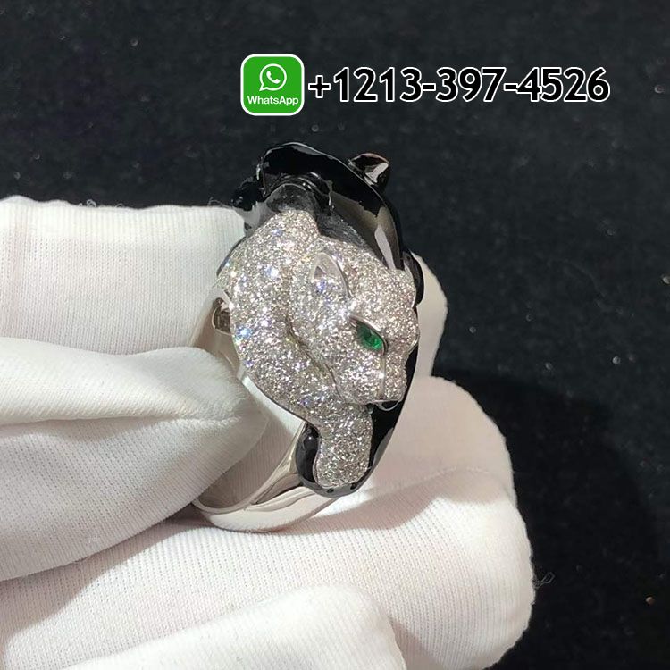 Cartier Panthère de Cartier 18K White Gold Diamond Emerald Onyx Ring H4380800