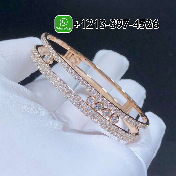 Messika 18K Rose Gold Pave Diamond Move Romane Bangle Bracelet