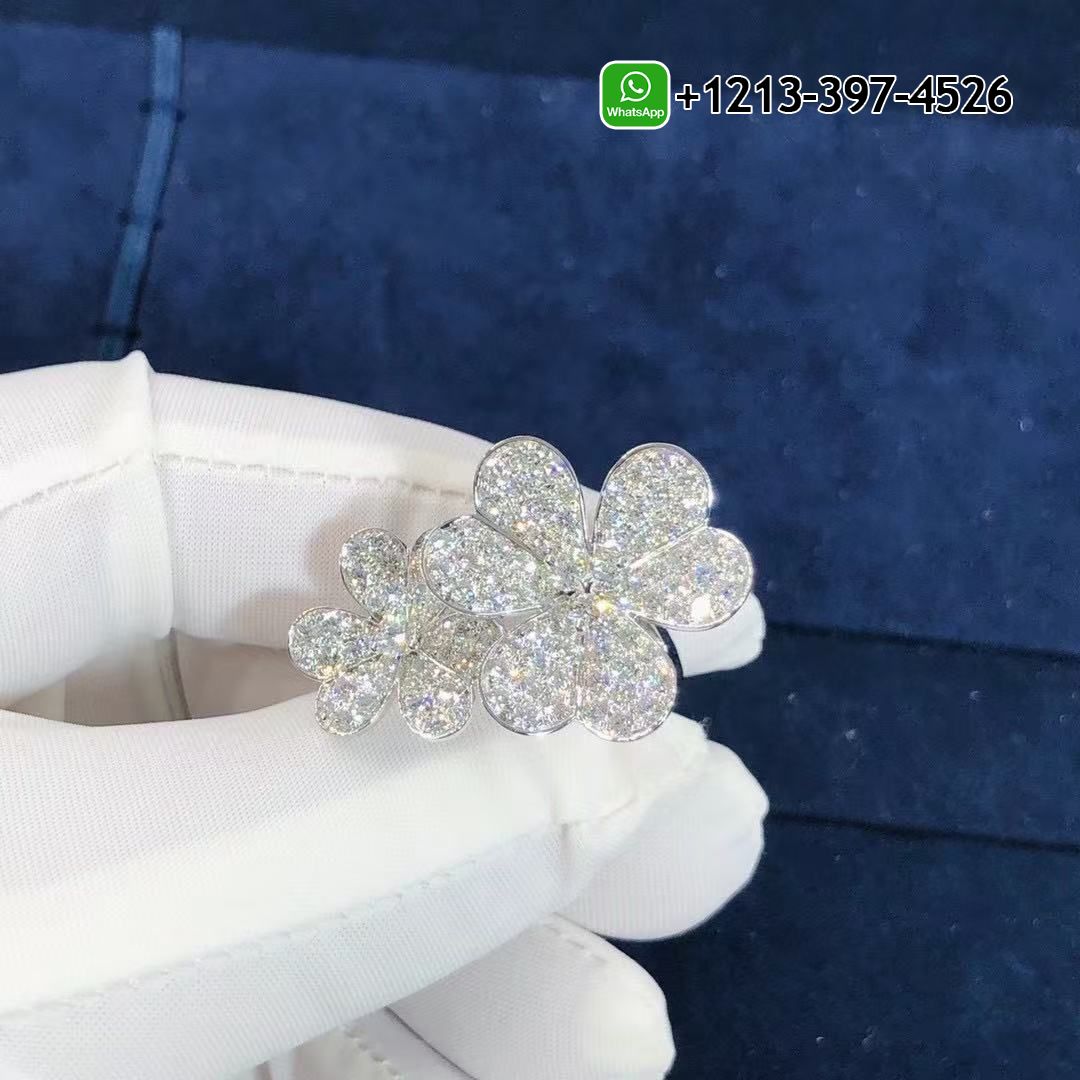 Van Cleef & Arpels Frivole Pave Diamond 18k White Gold Between The Finger Ring VCARB67500