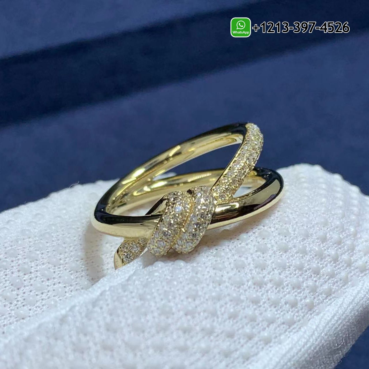 Tiffany 18K Yellow Gold Diamond Double Row Knot Ring