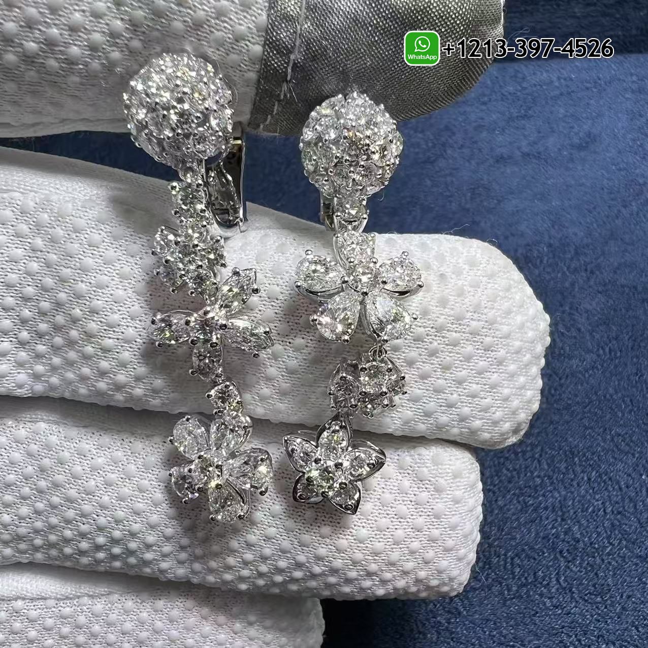 Van Cleef & Arpels Folie des Prés 18K White Gold 7.32ct Diamond Earrings VCARP05H00