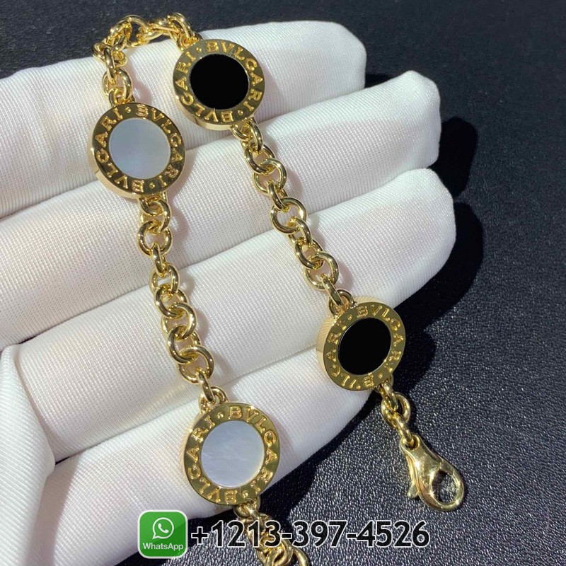 Bvlgari Flip Bracelet Rose Gold Set With Mother-Of-Pearl And Onyx BR857243