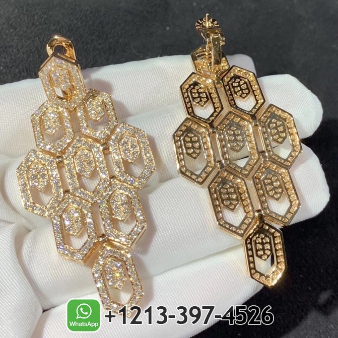 Bvlgari Serpenti 18K Rose Gold Full Pave Diamonds Earrings 356507