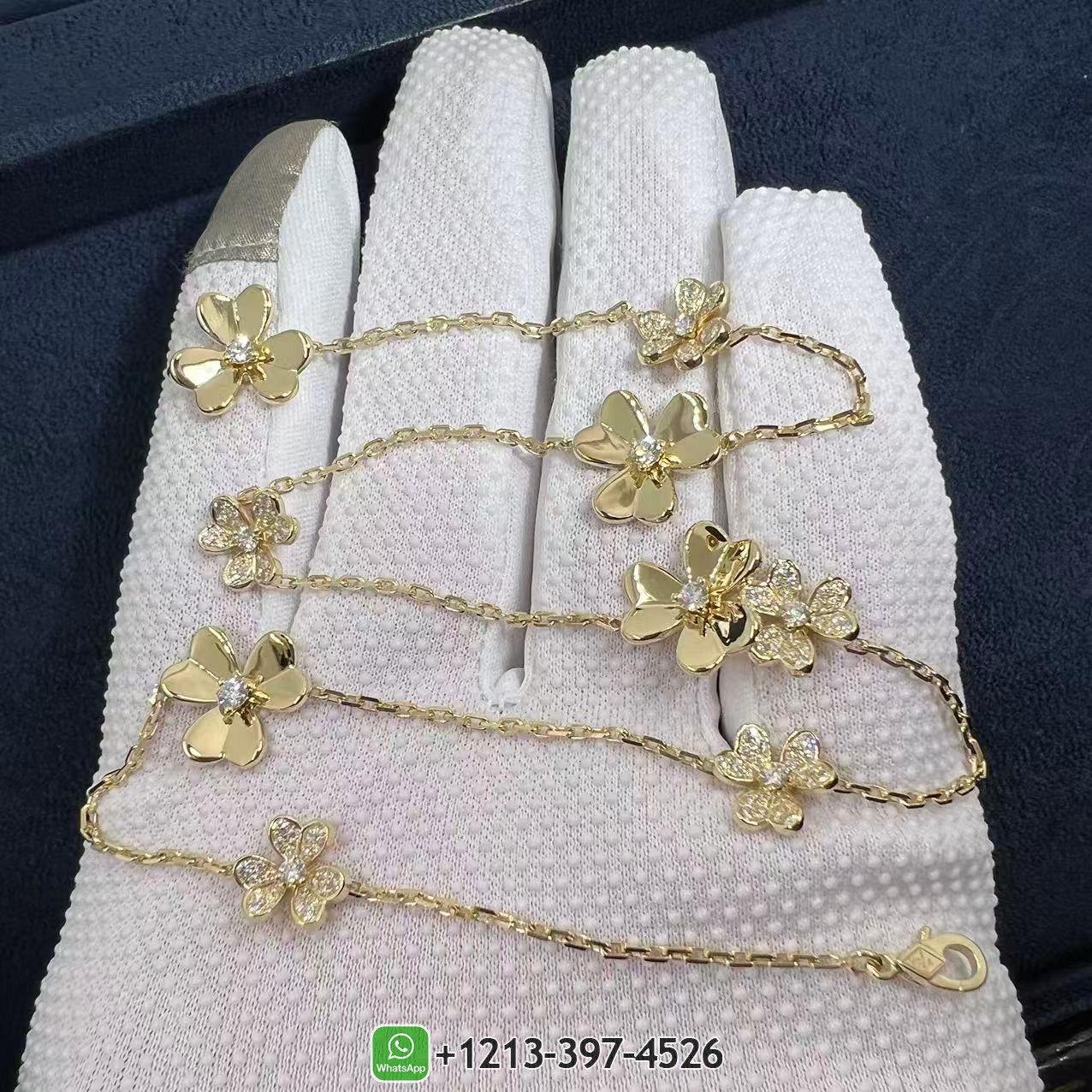 Van Cleef & Arpels Frivole 18k Yellow Gold Diamond 9 Flowers Necklace VCARP3W600