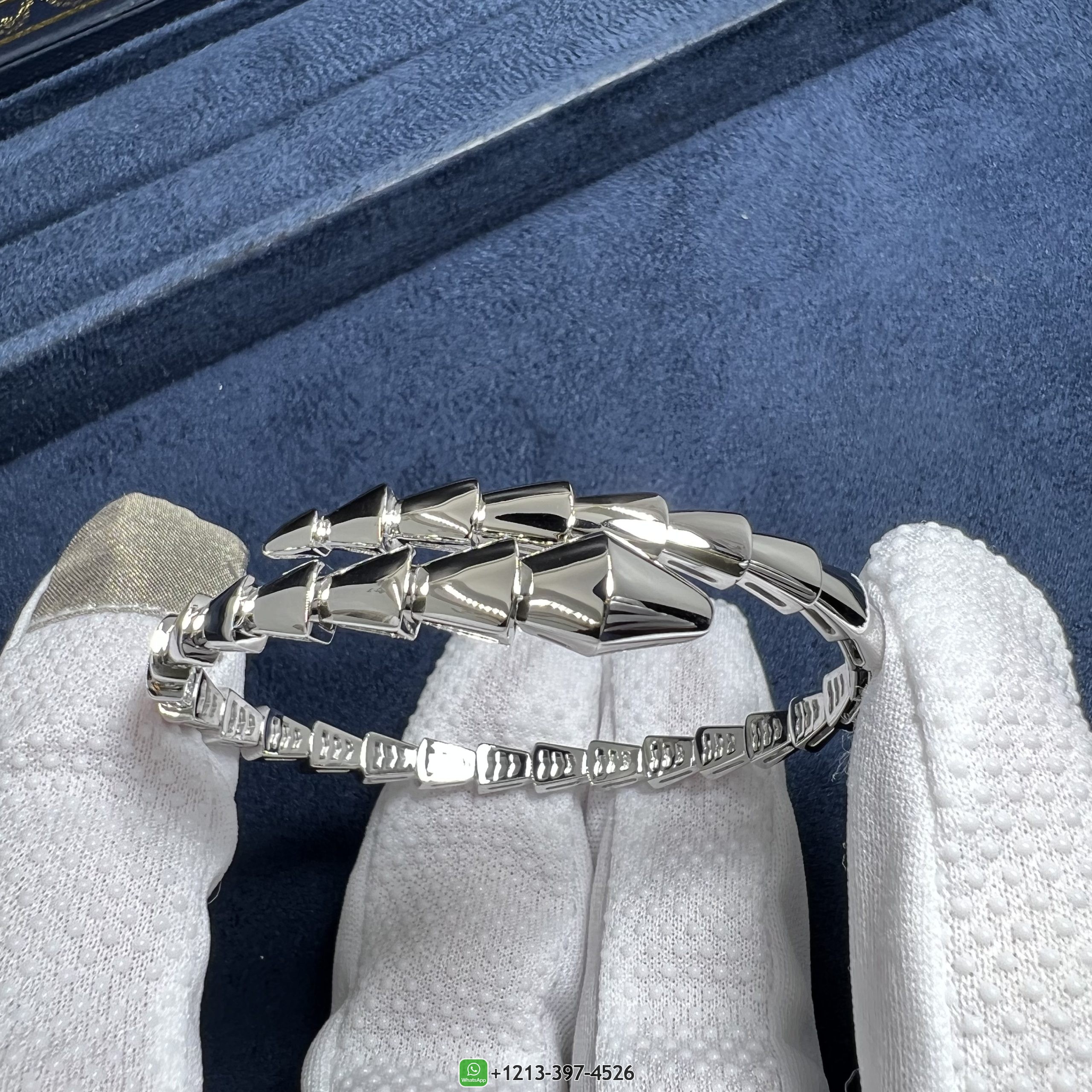 Bvlgari Solid 18k White Gold Serpenti Viper Bracelet 359406