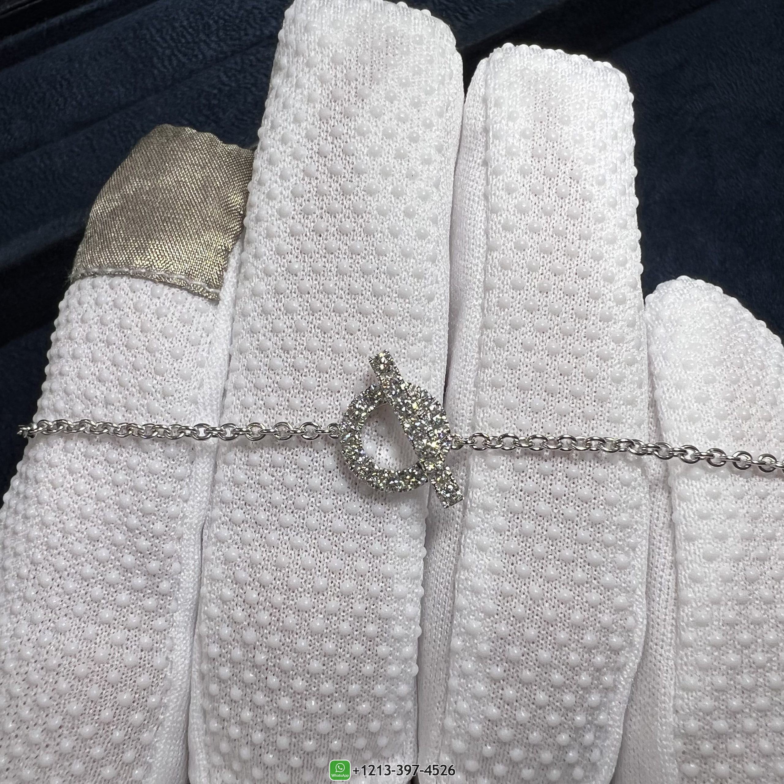 Hermes 18K White Gold Finesse Diamond Bracelet H219410B 00LG