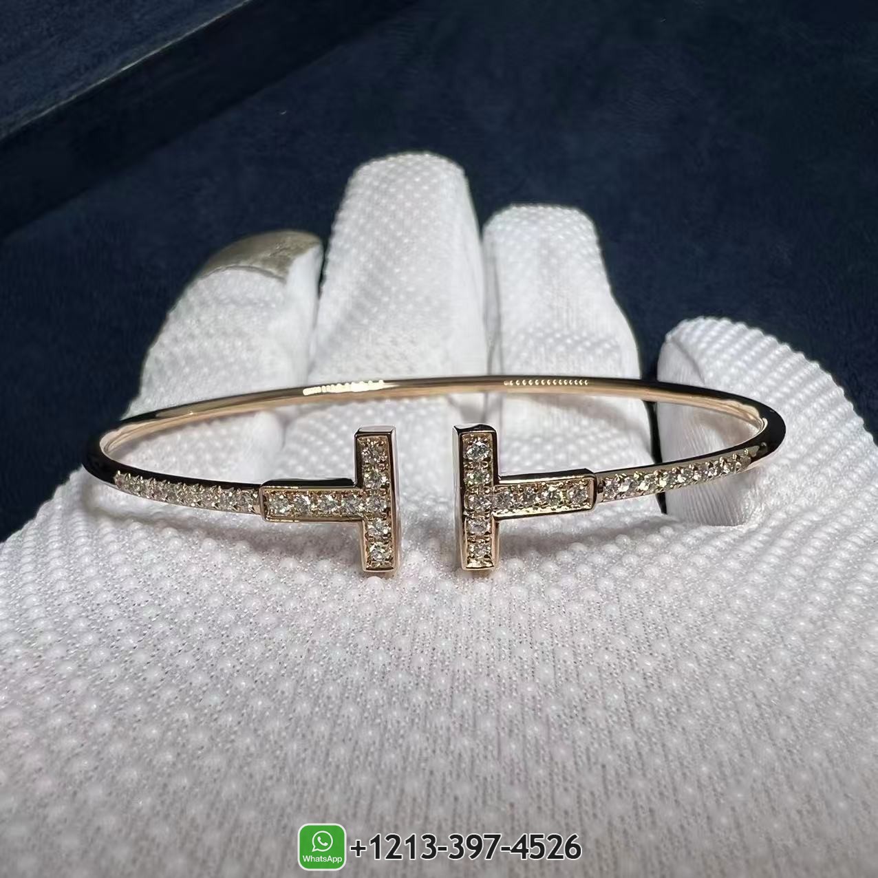 Tiffany T Pavé Diamond Wire Bangle in Rose Gold 73515696