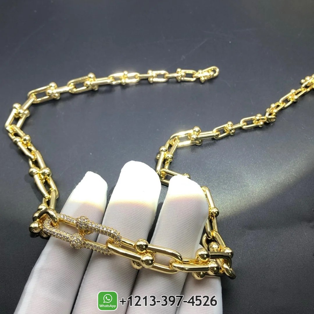 Tiffany HardWear Graduated Link Necklace in 18k Yellow Gold with Diamonds